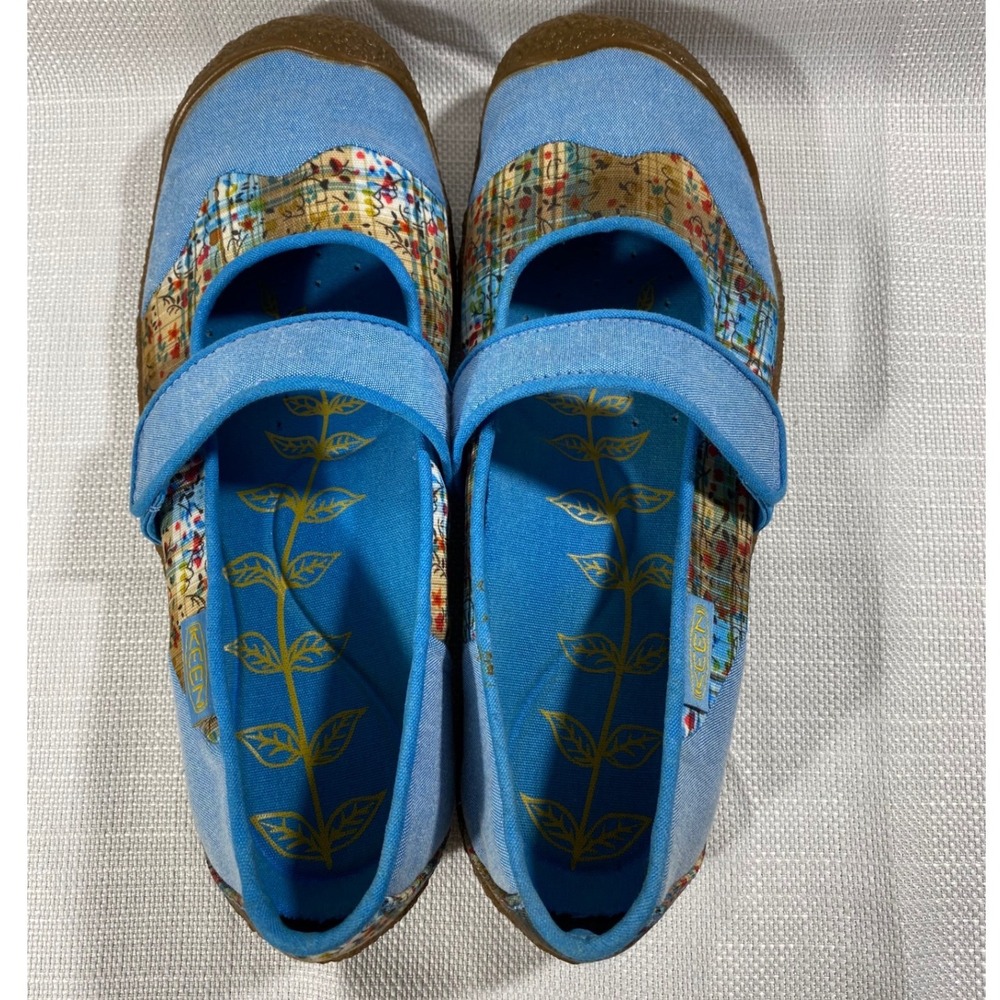 Keen Sienna MJ Canvas Floral Mary Jane Flats Blue Women 8.5 1010230 - Picture 2 of 7